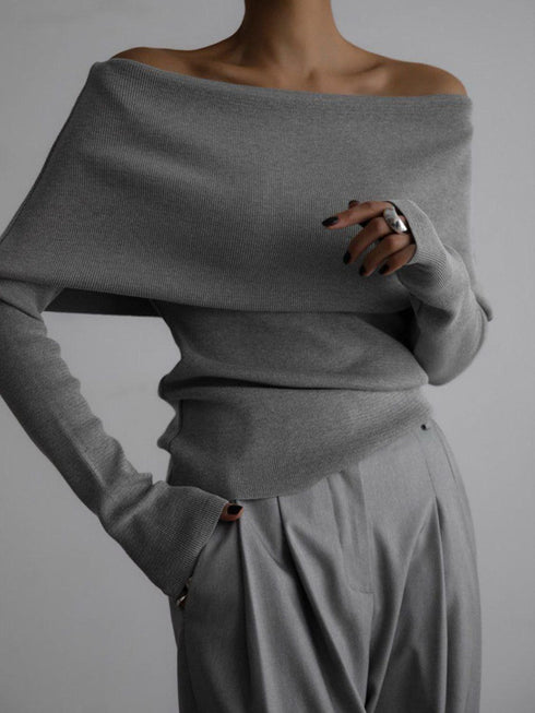 'Alora' Off Shoulder Soft Knit Top - Celes Fashion